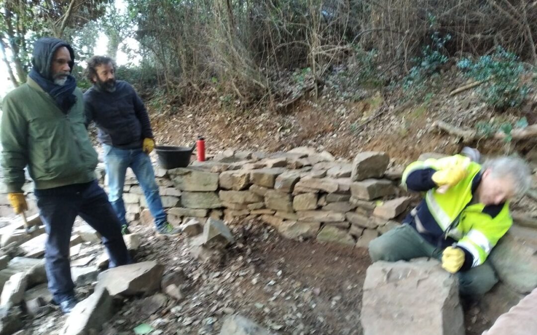 Finalitzado el nuevo banco de piedra en el entorno de Can Soler