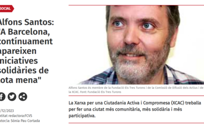 Alfons Santos: «A Barcelona, contínuament apareixen iniciatives solidàries de tota mena»