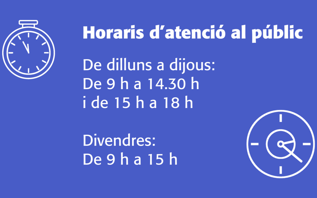 Horari habitual a la Fundació a partir de setembre